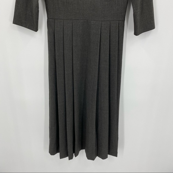 Hazel Brown Collection 100% Wool Midi Pleated Dress Gray Size 2 (Extra Small) - Picture 3 of 8